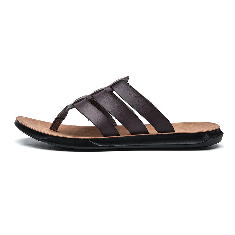 Wholesale Affordable Leather Men's Sandals Anti-slip Wear Fashion Casual Sandals