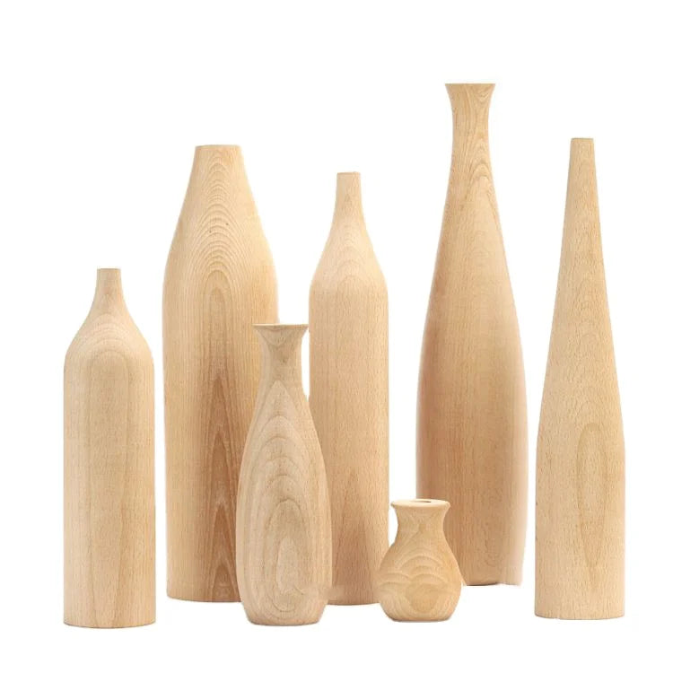 Minimalist Rustic Wooden Flower Vase Handmade Eco-Friendly Tabletop High Quality for Home Office Wedding Decoration