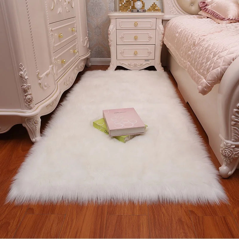Factory Direct Wholesale Plush Persian Fur Rug Imitation Machine Made Sheep Skin Flat Weave Elegant Faux Sheepskin Carpet