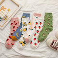 2021 Women Cotton Crew Socks Fruit Socks Lemon Avocado Peach Cute Funny Socks for Girls