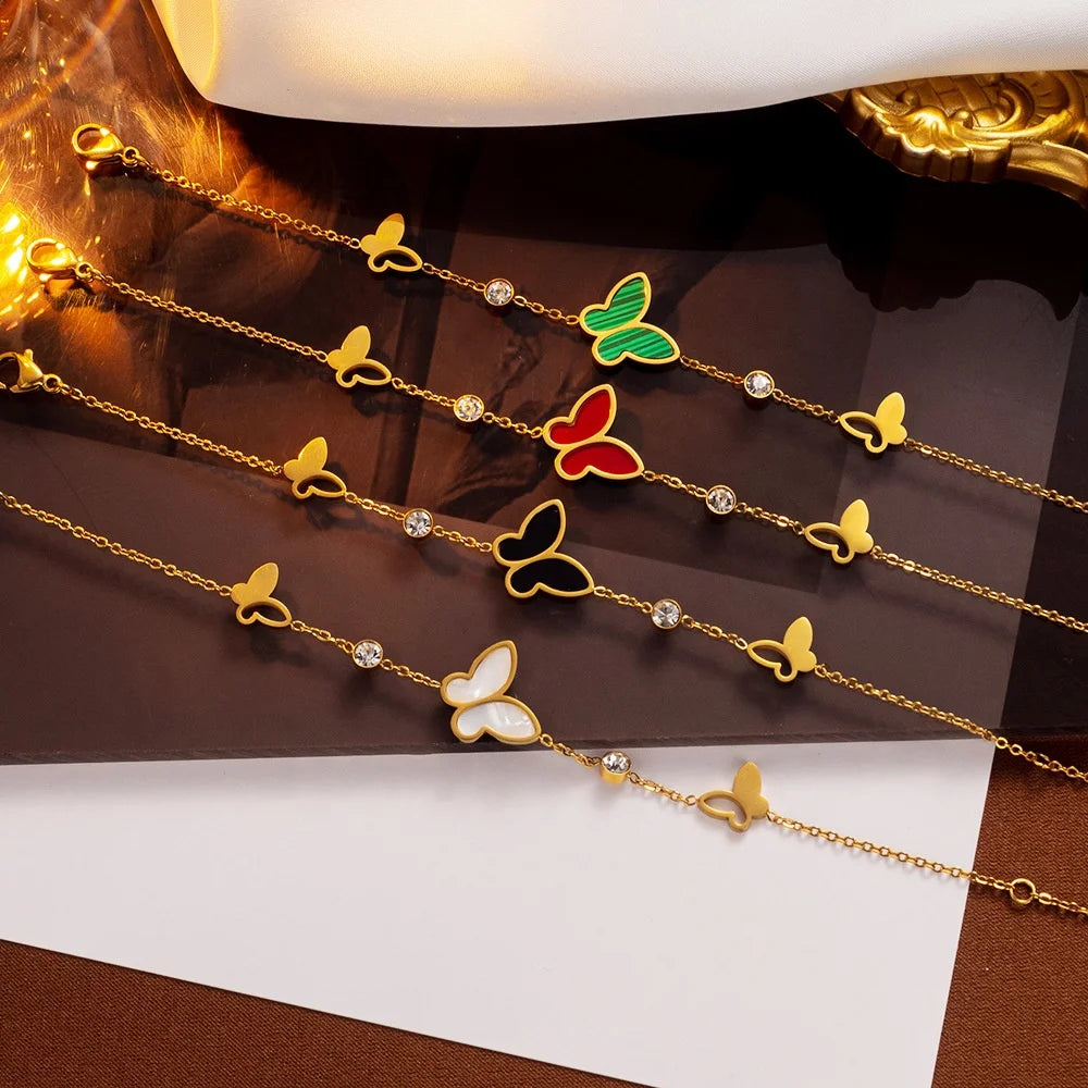 Wholesale 18k Gold Plated Stainless Steel Shell Butterfly Bracelet Hollow Adjustable Butterfly Bracelet