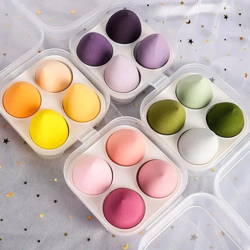 Custom Beauty 4 Pcs Makeup Sponge with Storage case Blender Puff Sponge Set Non Latex Free Makeup Sponge