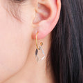 Chris April 316L Stainless Steel Gold Plated Crystal Pendant C Shape Hoop Earrings
