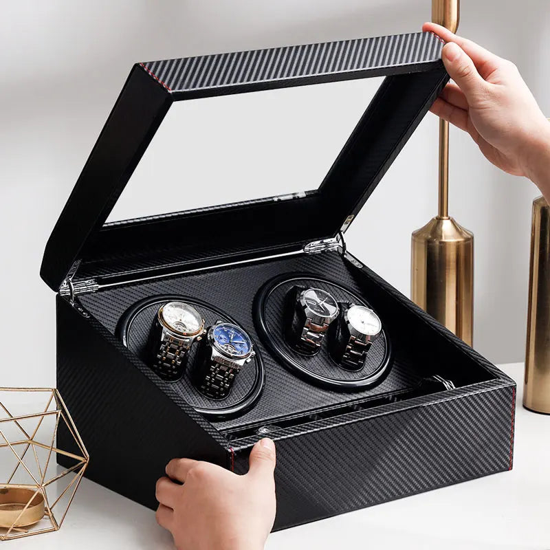 Quiet Motor Automatic Watch Winder Storage Display Box Luxury 4+6 Safe Package for Ladies and Men's Watches