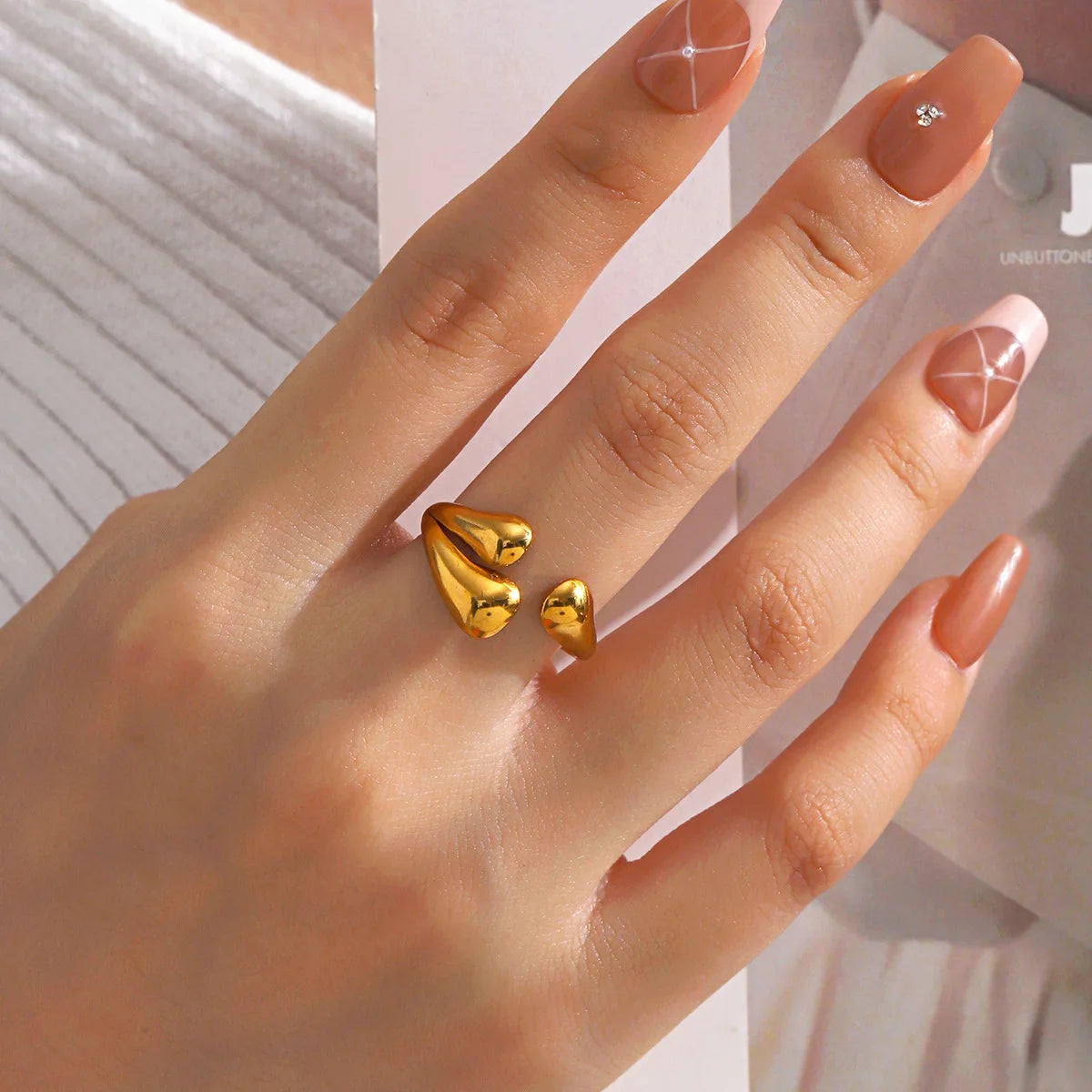 Fashion Jewelry Rings 18K Gold-plated Stainless Steel  Rings for Jewelry Women YRS665