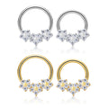 Wholesale G23 ASTM F136 Titanium 16G Three Flowers Shape Inlay Segment Clicker Septum Nose Ring Earring Helix Piercing Jewelry