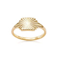 LOZRUNVE 925 Sterling Silver Minimal 18k Gold Plated Texture Sun Signet Ring Women
