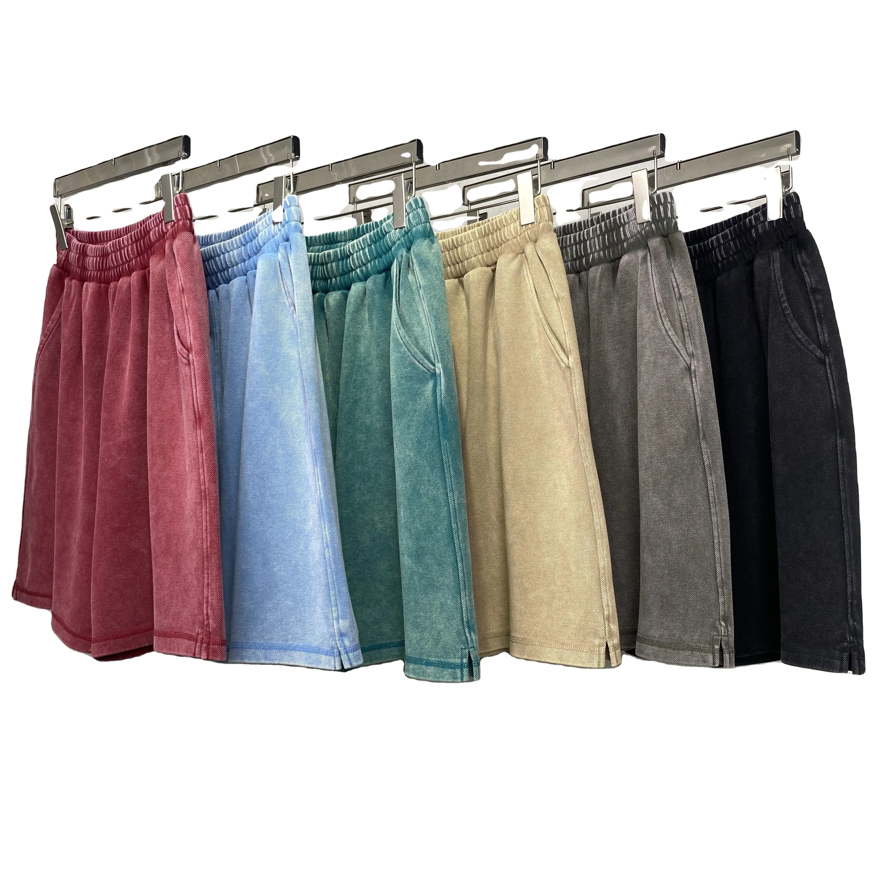 2024 Spring New Pique Breathable Fabric Heavy Cotton 400gsm Drawstring Solid Short Streetwear Washed Vintage Men Custom Shorts
