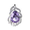 Elegant Rhodium Plated 925 Sterling Silver Natural Amethyst Pendant Fine Charm Pendants for Women Gift