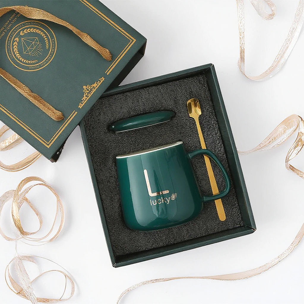 Giveaway Mini Gifts Exquisite Warm with Lid Spoon Gift Boxed Mug for Office Home Milk Coffee Cup Wedding Guest