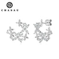 Jewelry with GRA Certificate Moissanite 100% 925 Silver Delicate Flowers Clover Stud Earrings for Women