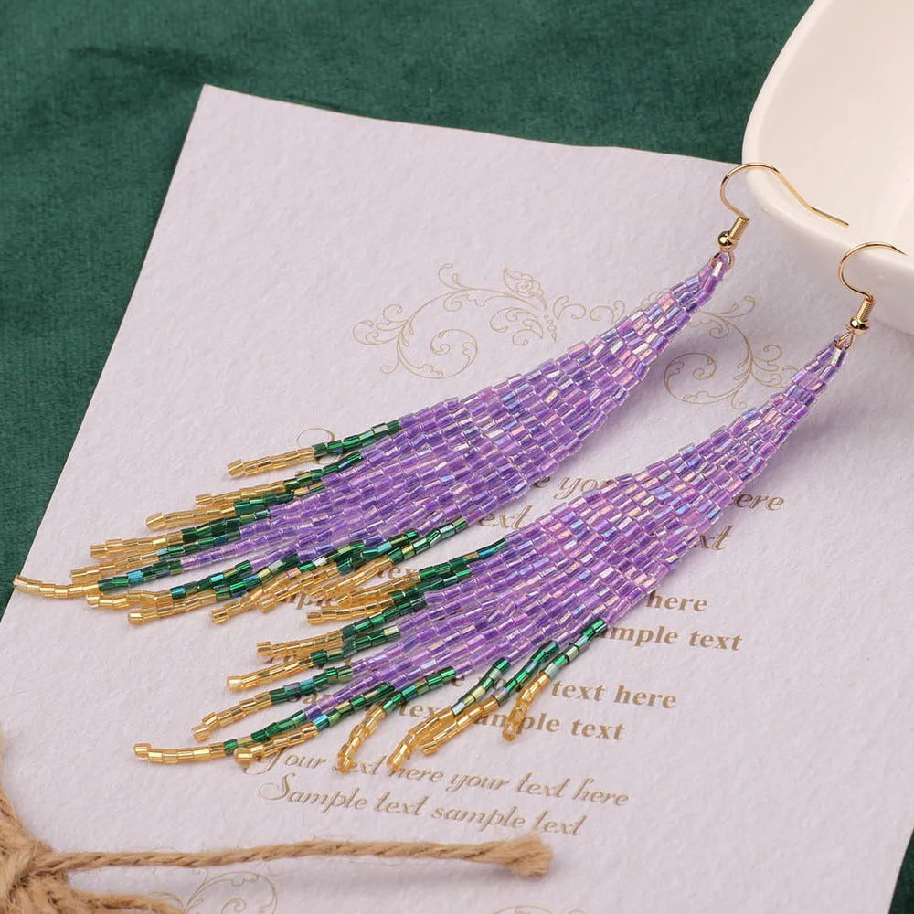 HOVANCI Handmade Straw Wicker Braid Woven Earrings Bohemian Lightweight Geometric Drop Dangle Earrings