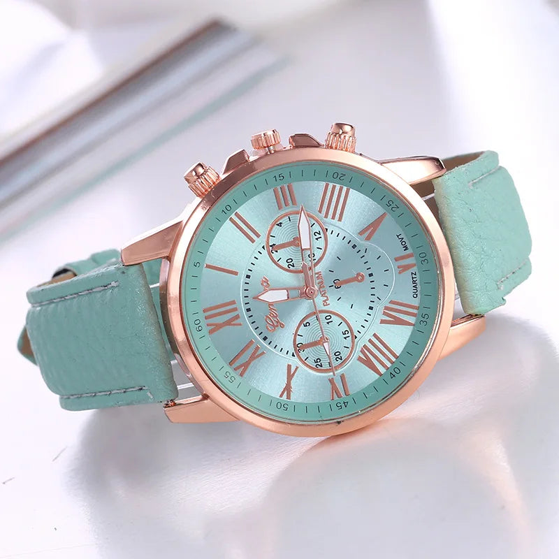 2024 Factory Price Quartz PU Leather Fashion Geneva Wrist Watches for Women