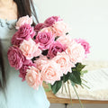 42.5cm  Direct Royal Blue Purple Red Wedding Bouquet Artificial Rose Heads Silk Roses for Leaving Room Decoration