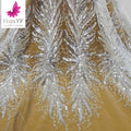 Fashion White Bridal Beads Lace Embroidery Net Fabrics With Shiny Sequins for Wedding Dress HY1712-3
