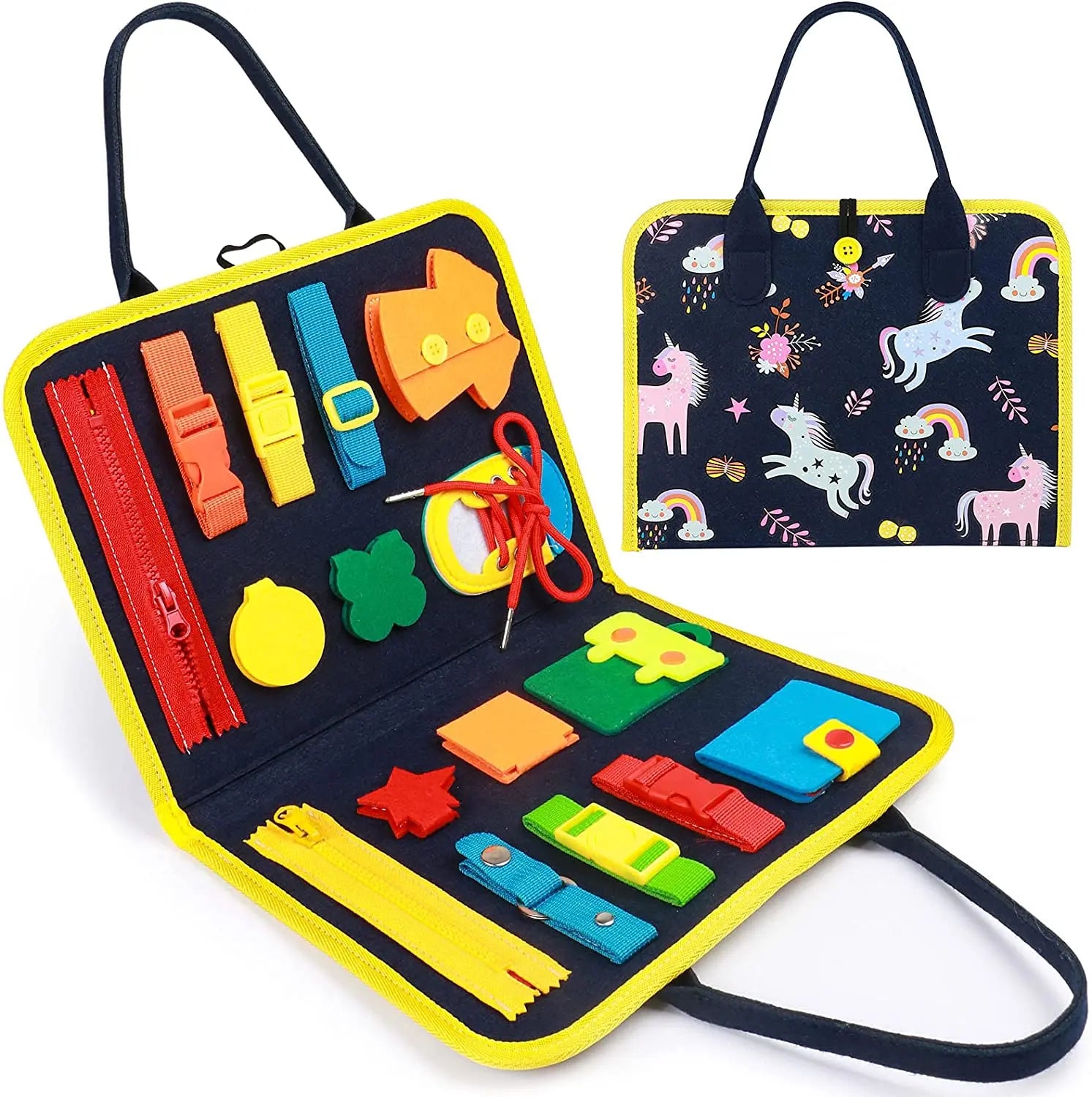2025 Factory Wholesale  Unicorn Activity Board Preschool Learning Educational Toys Boys Girls Activities Felt Busy Book