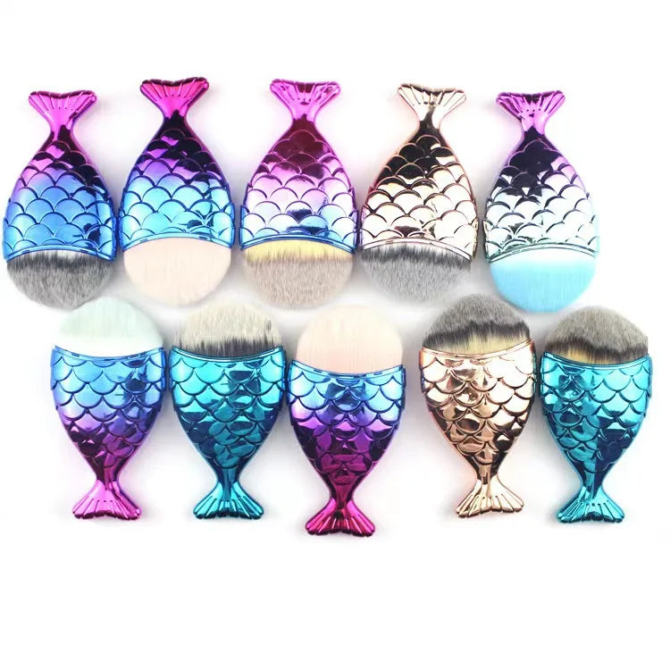 Fashion Style Fish and Shell Shapes Nail Powder Brush Colorful Newest Design Makeup Brush Nail Cleaning Tools Soft Bristles