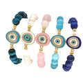KDC435 Wholesale Fashion Latest Natural Gemstone Gold Plated Evil Eye Charm Elastic