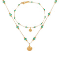 Wholesale MJ Brand Fashion 18K Gold Plated Stainless Steel Handmade Emerald Green Bead Link Chain Certified Small Sea Necklace