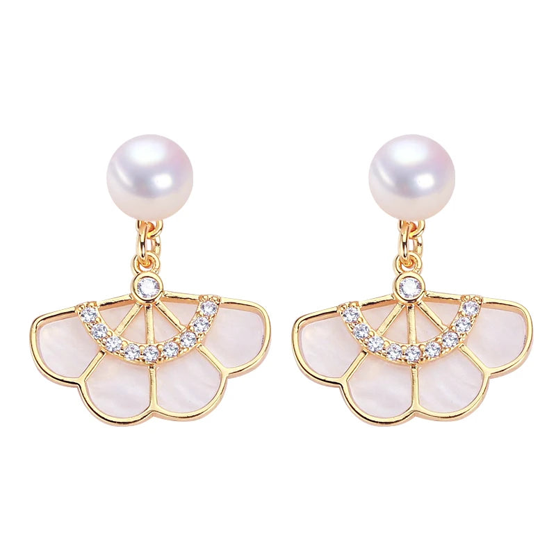 2024 Women's S925 Silver Needle Freshwater Pearl Stud Earrings Fine Jewelry