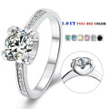 Abiding Custom Trendy White Gold Plated Engagement 1.0CT Moissanite Diamond Ring 925 Silver Rings Jewelry Women