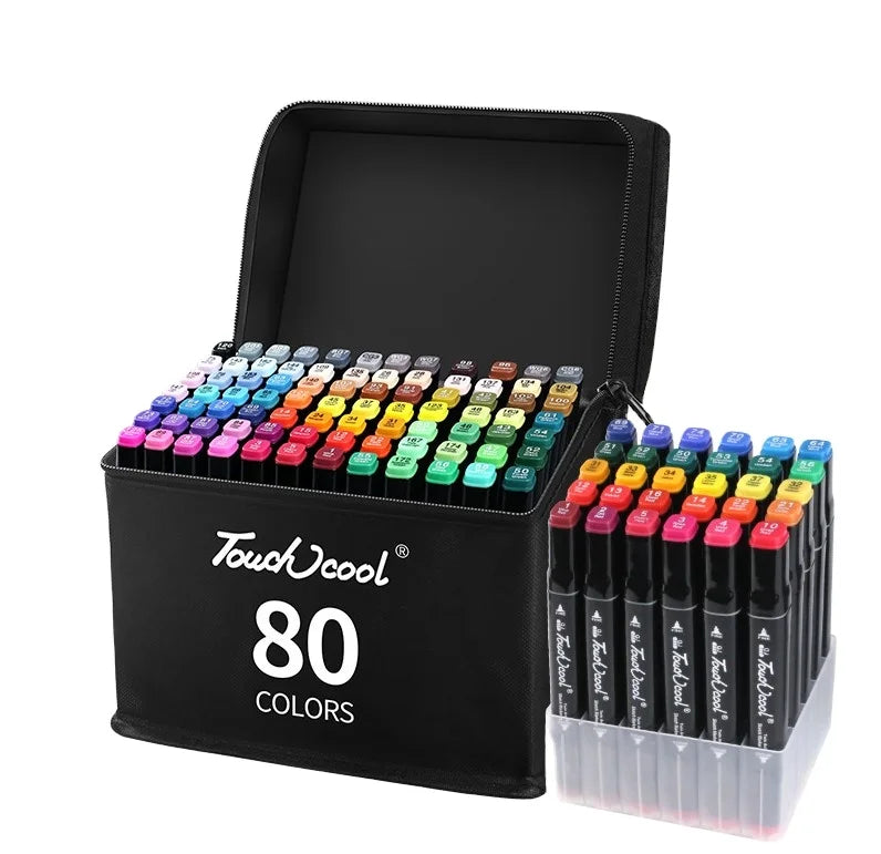 Permanent Markers 80 Assorted Colors Pen Set Sketch Pencil Set Art Marker Set of 168 Touch Markers Different Writing Materials
