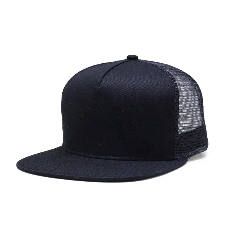 Custom Logo 5 Panel Flat Brim Cap Adjustable Blank Foam Snapback Trucker Hat