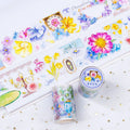 Custom 3D Holo Foil Flower PET Tape Stickers for Journal Scrapbooking Supplies