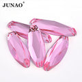 JUNAO 20*85mm Light Pink Acrylic Sewing Strass Gems Loose Oval Shape Crystal Rhinestone for Garment Accessories