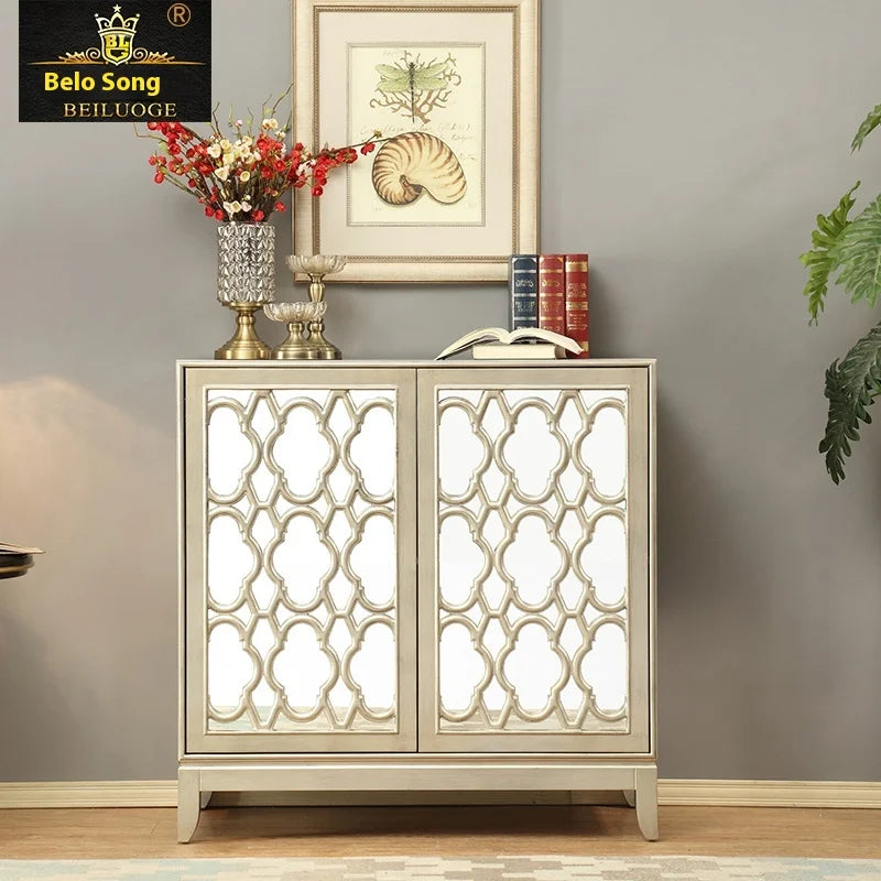 Modern European-Style Luxury Modern Solid Wood Sideboard with Storage for Dining & Living Room Use