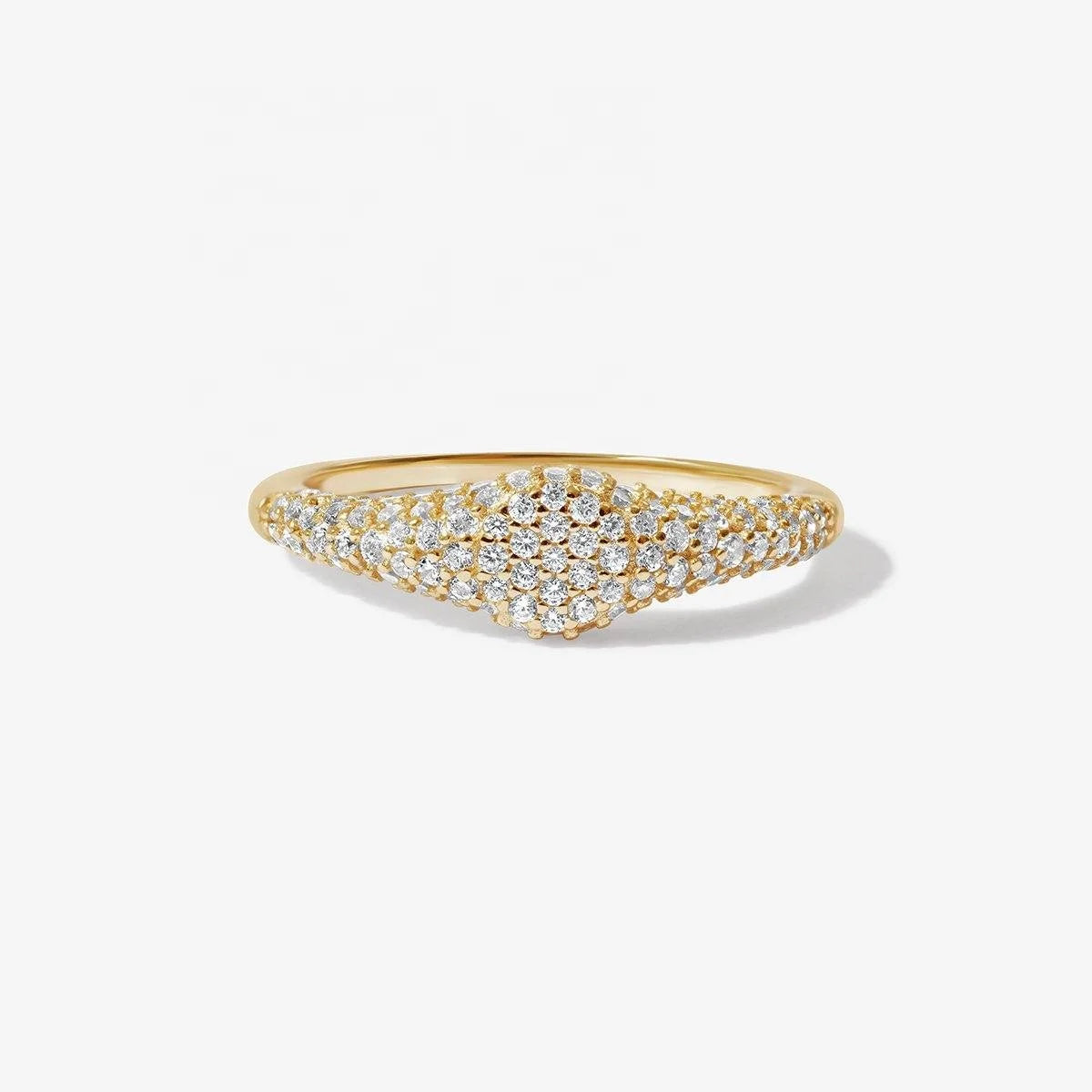 LOZRUNV Custom 925 Sterling Silver Full Pave Crystal Small Signet Ring Women