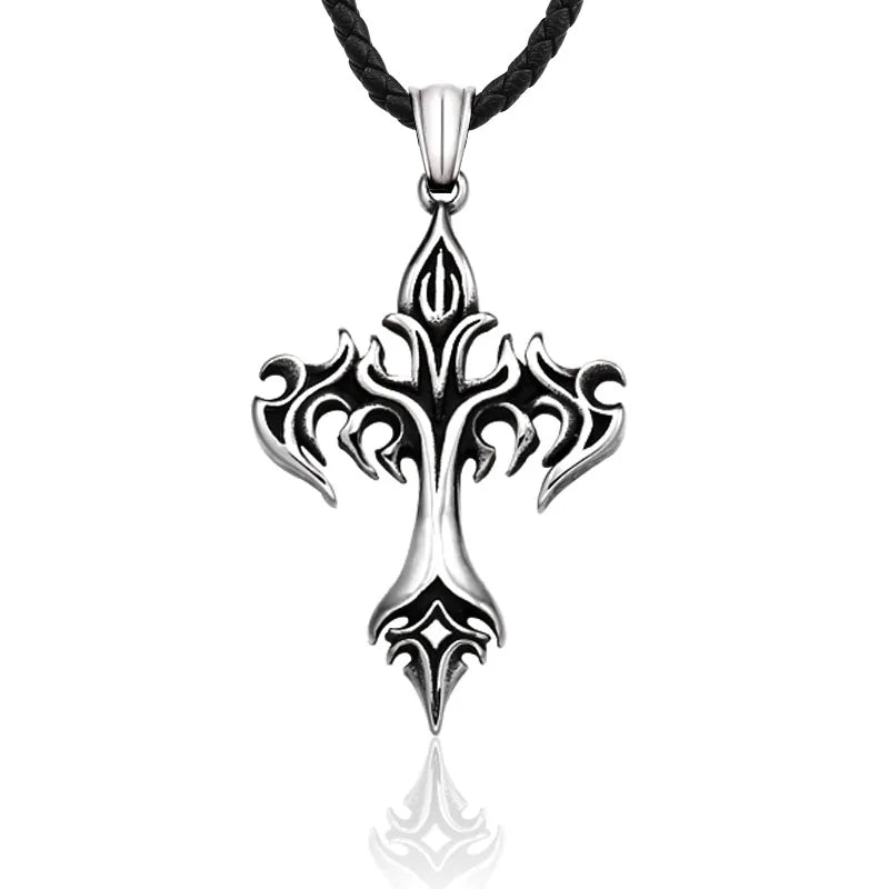 SS8-445P Steel Soldier Man Power Glory Compass Jewelry Cross Chain Necklace European Vintage Plating Necklace