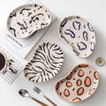 Factory Direct Sell Handmade Splash Ink Irregular Ceramic Plate Creative Hand Painted Retro Dessert Cake Plate