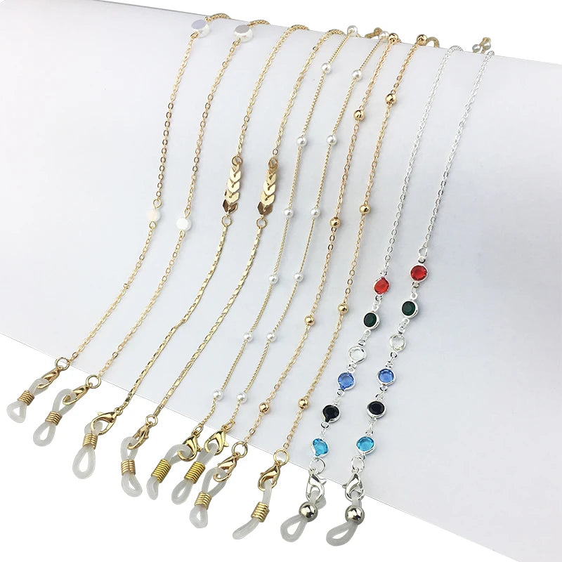 Hot Selling Multi-Color Anti-Slip Beaded Eyewear Strap Fashionable Anti-Lost Eyeglass Lanyard Chain Eyeglasses Parts