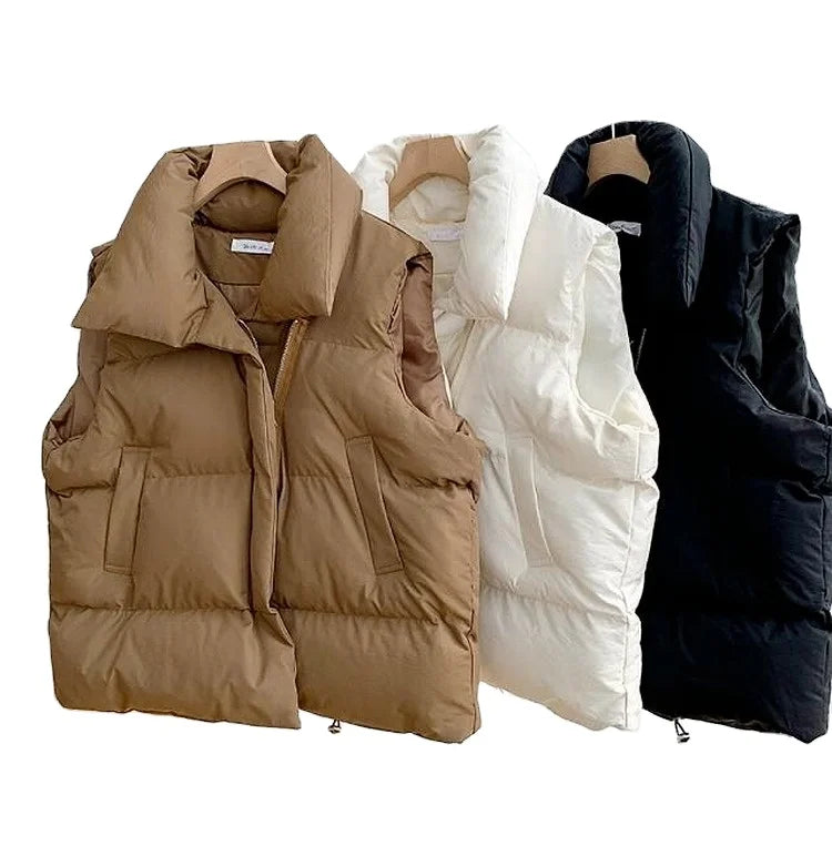 Cheap Fall Winter Women Clothes Coat Puffer Sleeveless Jacket Black Colour New Women Puffer Vest