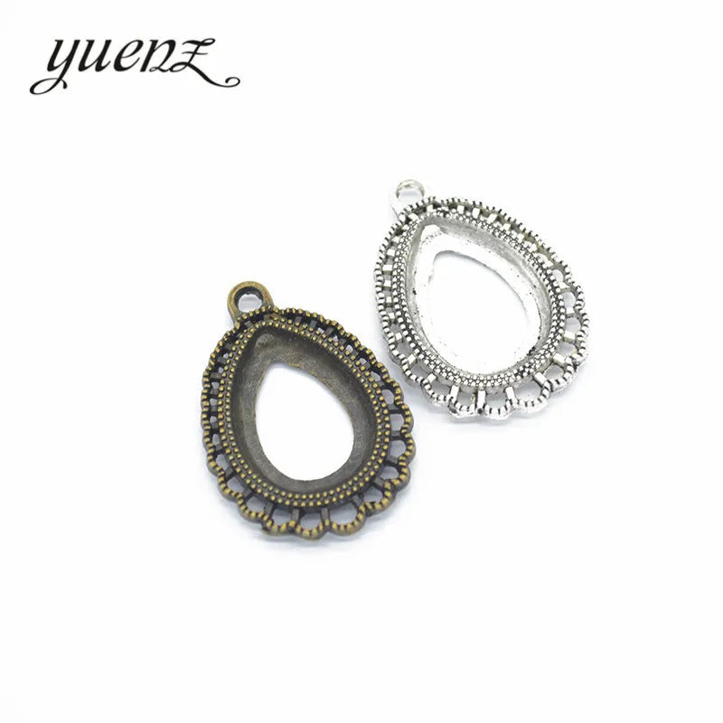 Yuenz 2 Colors Necklace Pendant Setting Cabochon Base Tray Bezel Blank Fit 18 * 13mm Water Drop Pendant Wholesale C16