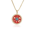 18K Gold Plated Copper Evil Eye Pendant Retro Ladies Personality Necklace