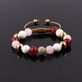 New Fashion Bracelet 10mm Natural Stone Quartz CZ Ball Macrame Adjustable Bracelet Women JBS12614