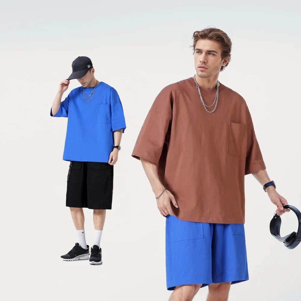 Quality Half Sleeve Cotton Custom Logo Printing T Shirt Printing Plain Men Tshirt Loose Drop Shoulder Oversized T Shirts