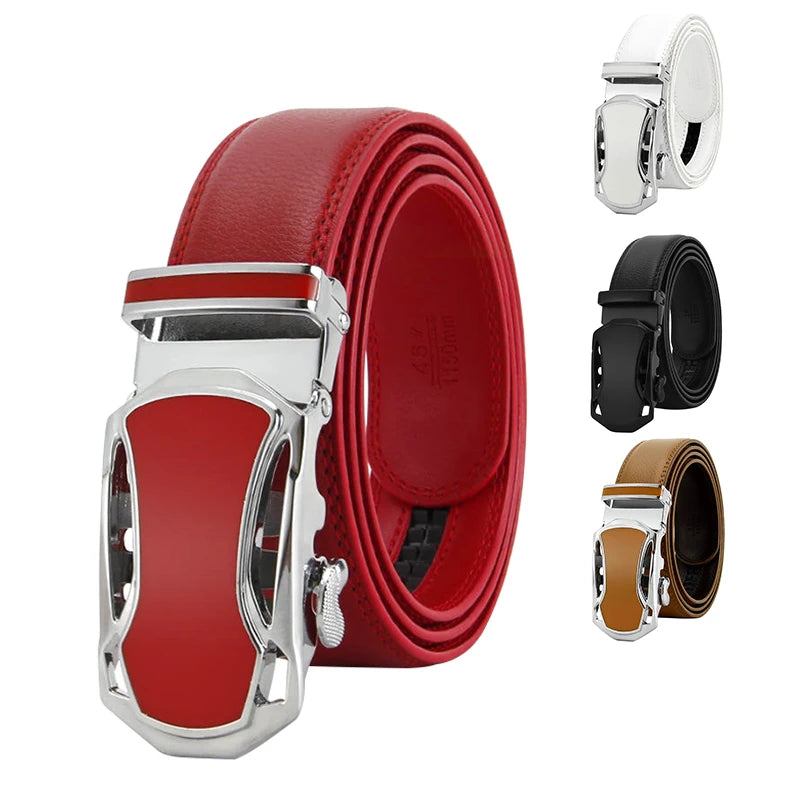 Multi-color Business Men Black Leather Belts Men's Adjustable Casual Automatic Buckle Belt