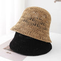 New Solid Color Simple Jacquard Knitted Hollow Out Bucket Hat Women Summer Breathable Sunshade Sunscreen Sun Hat