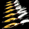 7.5/10/15/20/25g Gold Silver Metal VIB Lures Feather Blood Slot Hook Spoon Lure Fishing Bait Bass Artificial Leaf Hard Bait