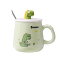 Madou Small Japanese Cartoon Dinosaur 400ml Ceramic Cup Lid Spoon Cute Breakfast Mug for Home for Milk Party Business Gifts