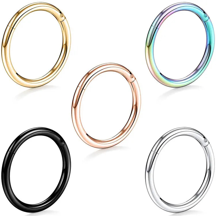 SC Wholesale Multifunction Hinged Segment Closed Circle Ring Piercing Jewelry 316L Surgical Stainless Steel Hoop Nose Ring Studs
