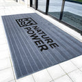100% Polyester Anti-Slip Entrance Door Mat Handmade Luxury Puzzle Double Stripe Colors Reversible Washable Customized Logo