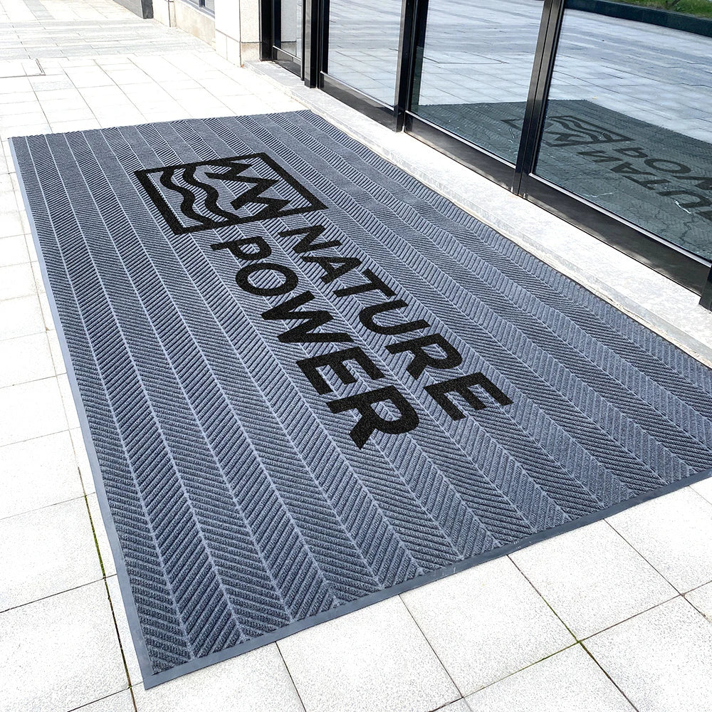 100% Polyester Anti-Slip Entrance Door Mat Handmade Luxury Puzzle Double Stripe Colors Reversible Washable Customized Logo