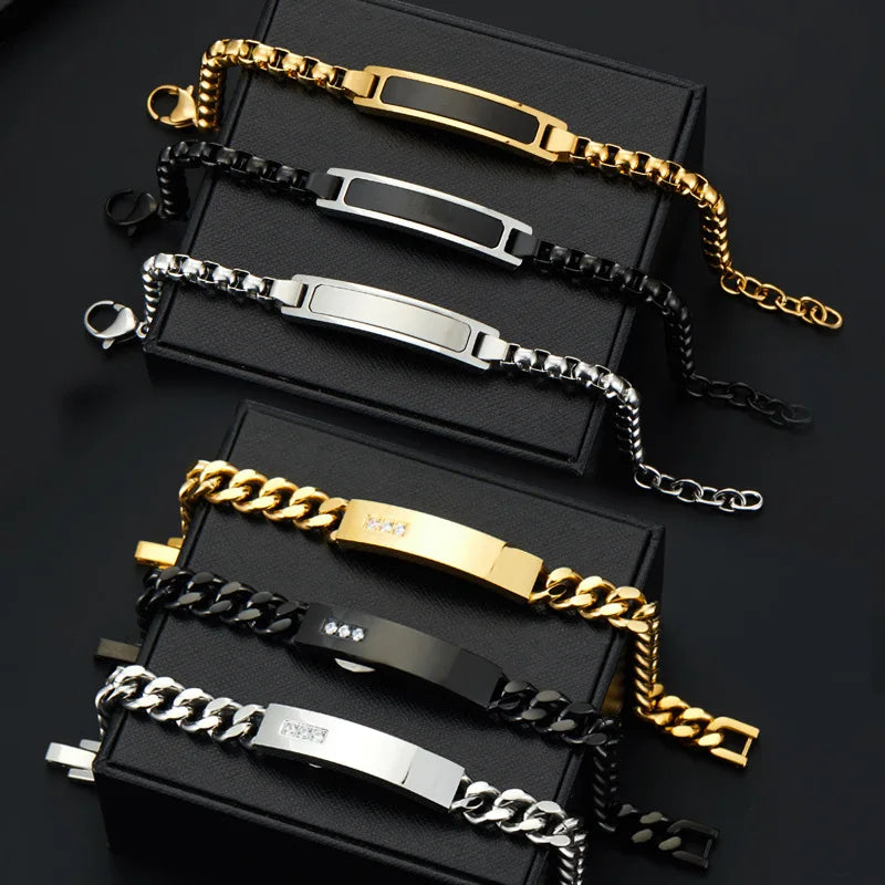Avant-garde Beaded Bracelets for Men Titanium Steel Keel Classic Fashion Hip Hop Silver Charm Bracelet Stainless Steel Jewelry