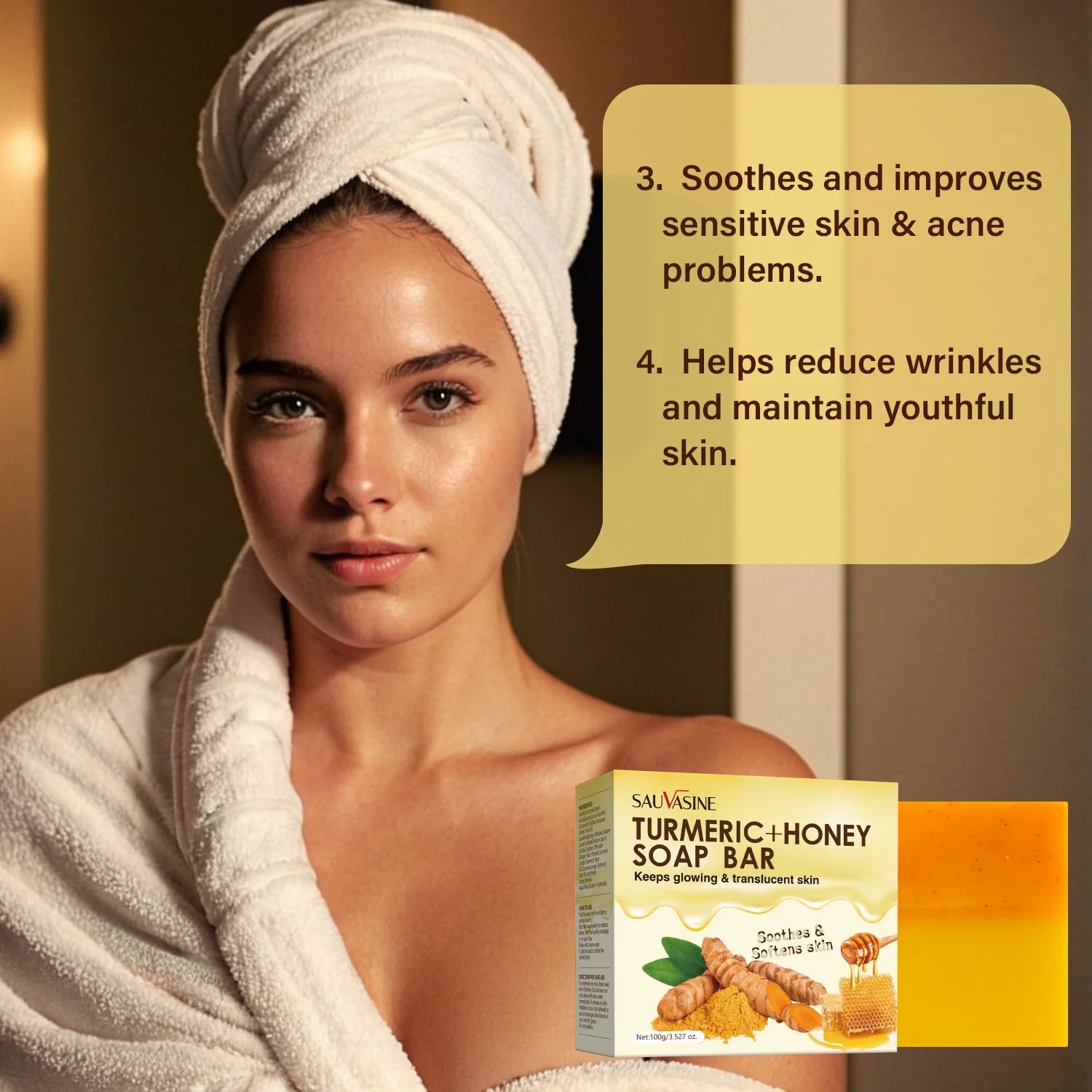 Herbal Turmeric Honey Soap Turmeric & Honey Infused Soap Bar Turmeric Honey Soap Say Goodbye to Dark Marks 100g
