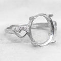 Sterling Silver 11*13mm Semi Mount Ring Empty Frame Blank Support Claws Setting S925 Base Holder Without Center Stone for Inlay
