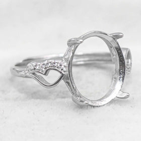 Sterling Silver 11*13mm Semi Mount Ring Empty Frame Blank Support Claws Setting S925 Base Holder Without Center Stone for Inlay